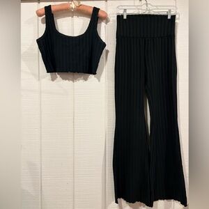 Black Ribbed Women's Yoga set Medium OffLine by Aerie